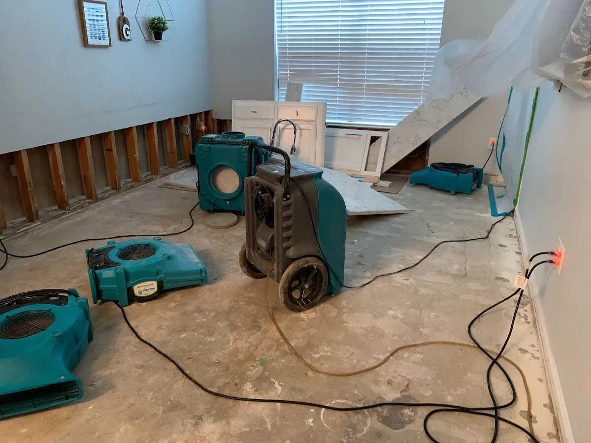 Dehumidifier in flood-cut room for Water Extraction & Removal in Wylie